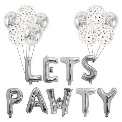 Picture of Lets Pawty Letter Foil with baloon set Grey